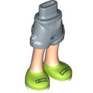 LEGO Sand Blue Hip with Rolled Up Shorts with Lime shoes with Thin Hinge (36198)