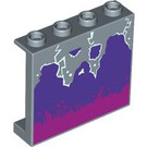 LEGO Sand Blue Panel 1 x 4 x 3 with Dark Purple Smoke and Magenta Splashes with Side Supports, Hollow Studs (35323 / 101416)