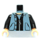 LEGO Sand Blue Peter Parker Torso with Black Zipper and Pockets  with Black Arms and Light Flesh Hands (973)