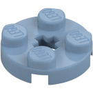 LEGO Sand Blue Plate 2 x 2 Round with Axle Hole (with '+' Axle Hole) (4032)