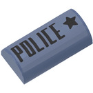 LEGO Zandblauw Helling 2 x 4 Gebogen met ‘Politie’ en Star Sticker met groef (6192)