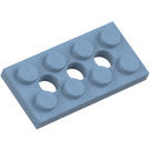 LEGO Sand blå Technic Plate 2 x 4 med Hull (3709)