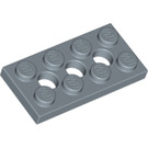 LEGO Sand Blue Technic Plate 2 x 4 with Holes (3709)