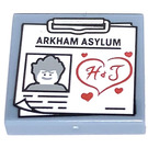 LEGO Sandblau Fliese 2 x 2 mit Clipboard mit 'ARKHAM ASYLUM' und Joker Image mit Nut (3068 / 29907)