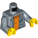 LEGO Sandblå Torso med Kystvagten Jakke og orange Sweater (973 / 76382)