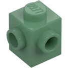 LEGO Sand Green Brick 1 x 1 with Two Studs on Adjacent Sides (26604)