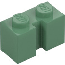 LEGO Sand Grønn Kloss 1 x 2 med Rille (4216)