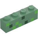 LEGO Sandgrün Stein 1 x 4 mit Grün Quadrate / Pixel (3010 / 102460)