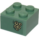 LEGO Zandgroen Steen 2 x 2 met Battle of Atlantis Patroon Sticker (3003)