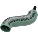 LEGO Sand Green Curved Snake / Serpent Neck with Scales Pattern, with Black Joiner Pin (43750)