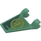 LEGO Sand Green Flag 2 x 2 Angled with Gold Ninjago L Symbol in Circle (Left) Sticker without Flared Edge (44676)