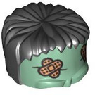 LEGO Sandgrün Frankenstein Monster oben Kopf mit Schwarz Haar und Bandages (93556 / 94463)