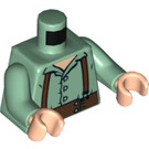 LEGO Sand Green Frodo Baggins Torso with Buttoned Shirt, Brown Suspenders, and Top of Brown Pants (973 / 76382)