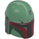 LEGO Sand Green Helmet with Sides Holes with Dark Red Boba Fett Markings (3807 / 104328)