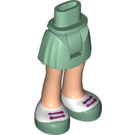 LEGO Sand Green Hip with Basic Curved Skirt with White Shoes with Magenta Laces with Thick Hinge (92820)