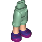 LEGO Sand Green Hip with Long Shorts with Purple and Pink Shoes (18353)