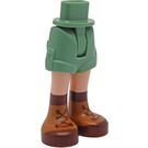 LEGO Verde sabbiato Fianco con Rolled Su Pantaloncini con Marrone shoes con cerniera sottile (36198)