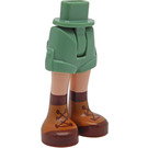LEGO Sand Green Hip with Rolled Up Shorts with Brown shoes with Thin Hinge (36198)