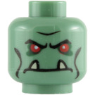LEGO Sandgrün Minifigure Kopf mit Rote Augen, Schwarz Cheek Lines und Zwei Upwards Fangs (Sicherheitsbolzen) (3626 / 61331)