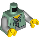 LEGO Zandgroen Peasant Torso Laced Vest over Grey Undershirt (973 / 76382)