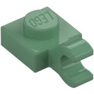 LEGO Sand Green Plate 1 x 1 with Horizontal Clip (Thick Open 'O' Clip) (52738 / 61252)