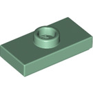 LEGO Sand Green Plate 1 x 2 with 1 Stud (with Groove and Bottom Stud Holder) (15573 / 78823)