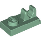 LEGO Sand Green Plate 1 x 2 with Top Clip with Gap (92280)