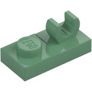 LEGO Verde sabbiato Piastra 1 x 2 con Superiore Clip senza spazio (44861)