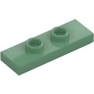 LEGO Sand Grønn Plate 1 x 3 med 2 Knotter (34103)