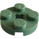 LEGO Sand Green Plate 2 x 2 Round with Axle Hole (with '+' Axle Hole) (4032)