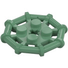 LEGO Sand Grön Platta 2 x 2 med Bar Karm Octagonal (Runda knoppar) (75937)