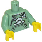LEGO Sand Green Skater Torso With Skull And Crossbones (973 / 88585)