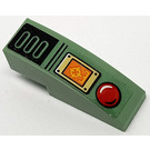 LEGO Sand Green Slope 1 x 3 Curved with Red Button and Orange Target Screen Pattern Sticker (50950)