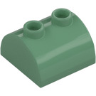 LEGO Sand Green Slope 2 x 2 Curved with 2 Studs on Top (30165)