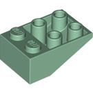 LEGO Zandgroen Helling 2 x 3 (25°) Omgekeerd zonder verbindingen tussen noppen (3747)