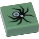 LEGO Sandgrøn Flise 1 x 1 med Spider med rille (3070 / 43755)