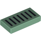 LEGO Sand Green Tile 1 x 2 with Vents with Groove (3069 / 94773)