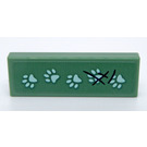 LEGO Sand Green Tile 1 x 3 with Animal Paws Sticker (63864)