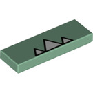 LEGO Sand Green Tile 1 x 3 with Teeth / Triangles (39441 / 63864)