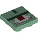 LEGO Sand Green Tile 2 x 2 Inverted with Minecraft Gaurdian Face (34070 / 67798)