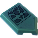 LEGO Sand Green Tile 2 x 3 Pentagonal with Dots, Lines, Frame, Triangles (Left) Sticker (22385)