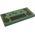 LEGO Sand Green Tile 2 x 4 with Engine Vents, Fly, and Bolts Sticker (87079)