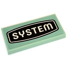 LEGO Zandgroen Tegel 2 x 4 met System Emblem Sticker (87079)