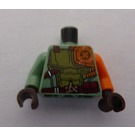 LEGO Zandgroen Torso met Oranje Links Arm en Olive Green Armor (973)