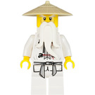 LEGO Sensei Wu with White Outfit with Dragon Clasps and Tan Hat Minifigure