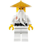 LEGO Sensei Wu with White Outfit with Pipe and Pearl Gold Hat Minifigure