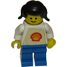 LEGO Shell Kvinna Worker med trapezoid Kropp Klistermärke Minifigur