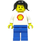 LEGO Shell Worker z Czarny Włosy I Krótki Pigtails Minifigurka