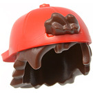 LEGO Short Tousled Hair and Red Cap with Red Streaks on Black (66722)