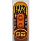 LEGO Skateboard with Four Wheel Clips with yellow flames and characters Sticker (42511)